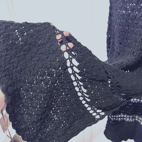 Cleobella Crocheted Dress-Black-Size Small-Stretch-Luxury-Resort Wear Cover-Sun - Picture 10 of 16